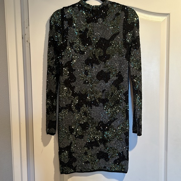 NWT ZARA Camo Sequin Dress - Picture 3 of 12